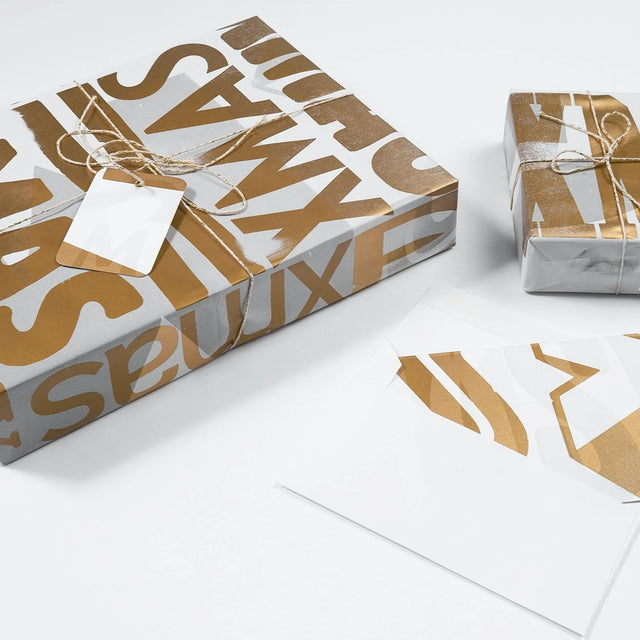 golden Xmax folding card+envelope