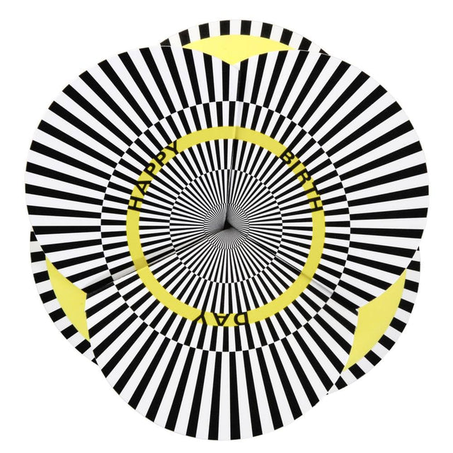 'folding card optical happy birthday' yellow/black/white