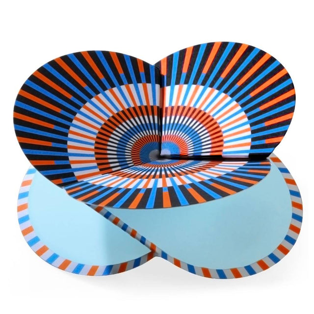'folding card optical' orange/blue/white