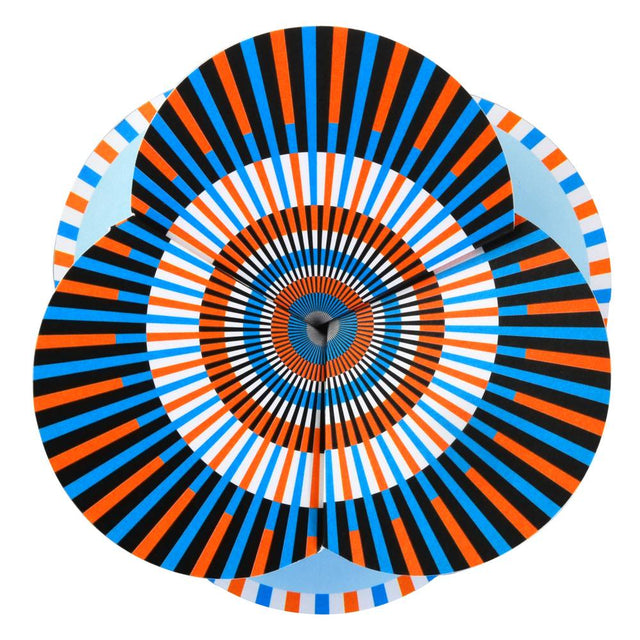 'folding card optical' orange/blue/white