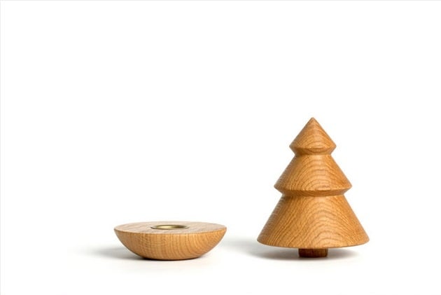 'oh! Christmas tree' oak candle holder