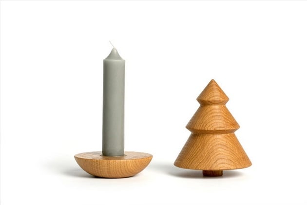 'oh! Christmas tree' oak candle holder