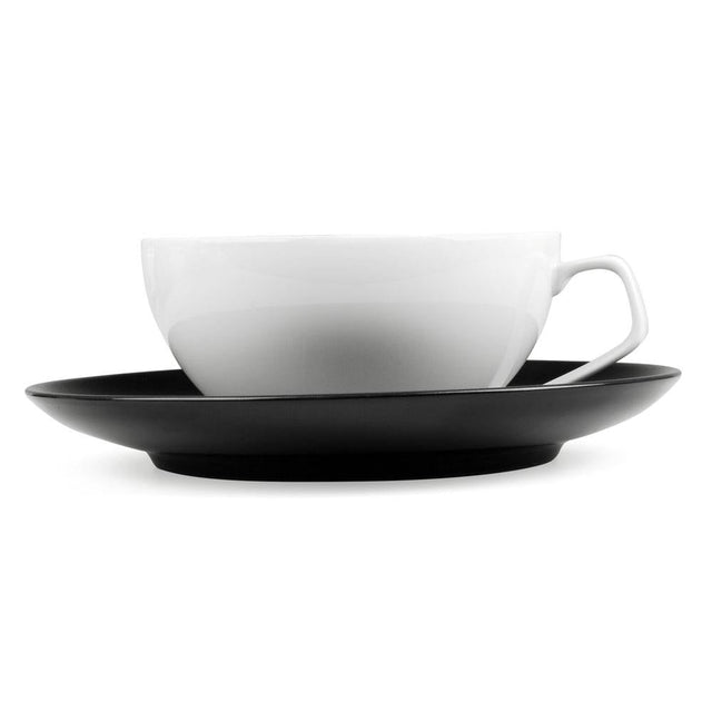 tac noir | tasse à thé blanche avec soucoupe noire, 1 pièce